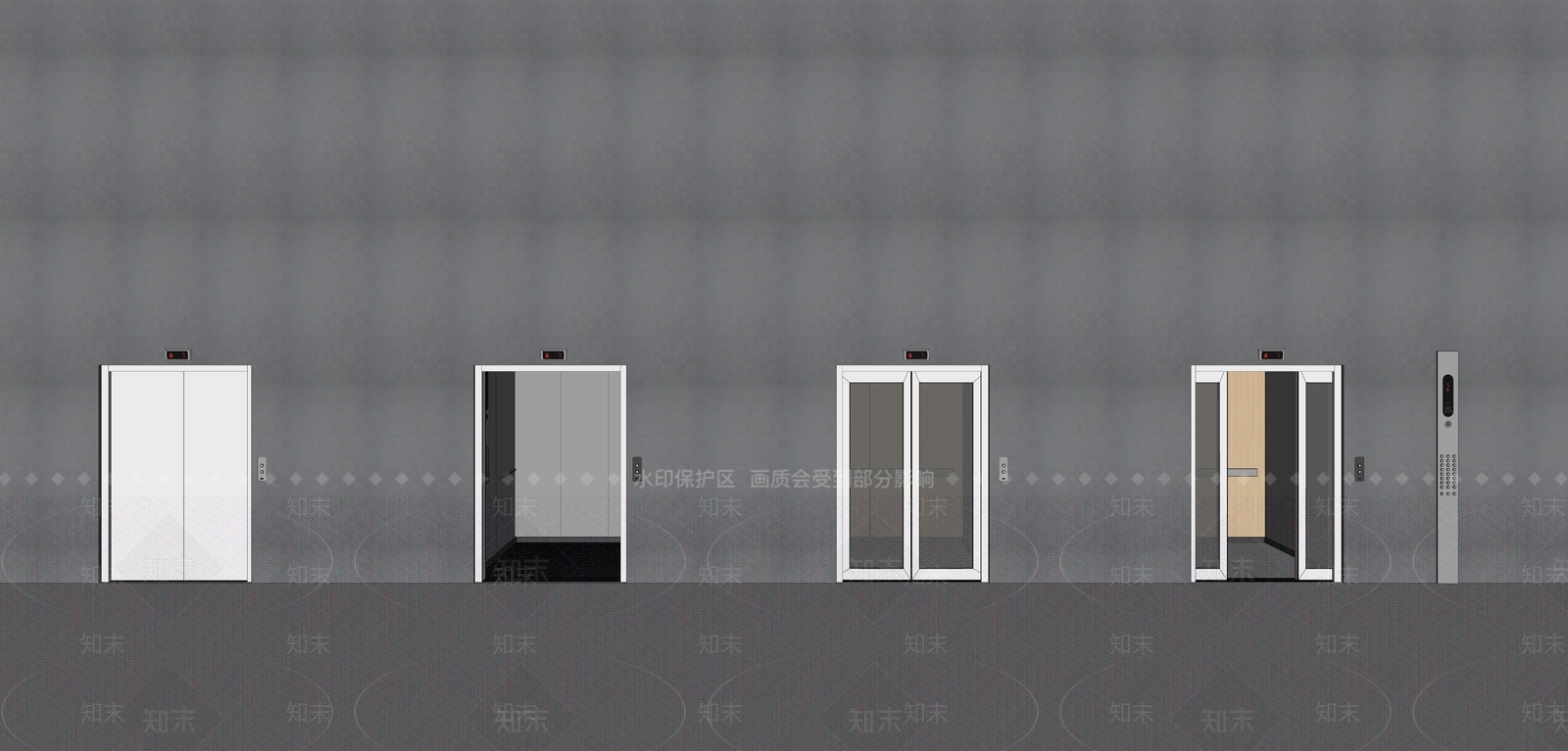 现代电梯轿厢组合SU模型下载【ID:1143020153】