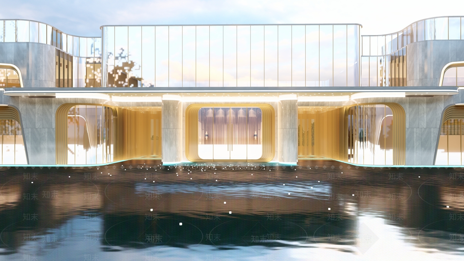 现代售楼处建筑SU模型下载【ID:1143024036】