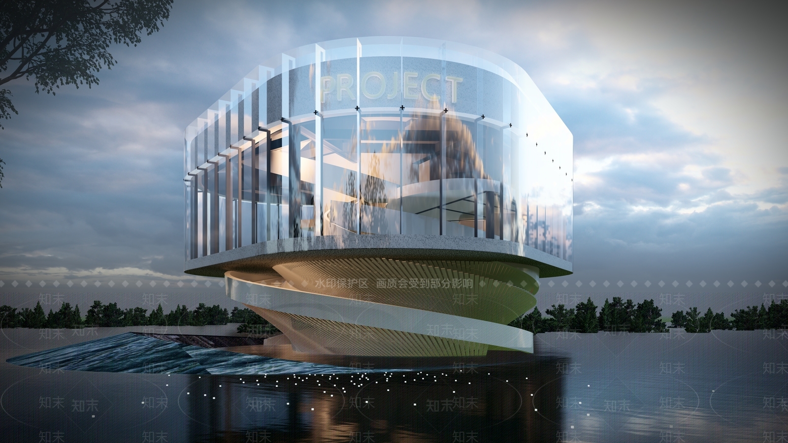 现代售楼处建筑SU模型下载【ID:1143025896】