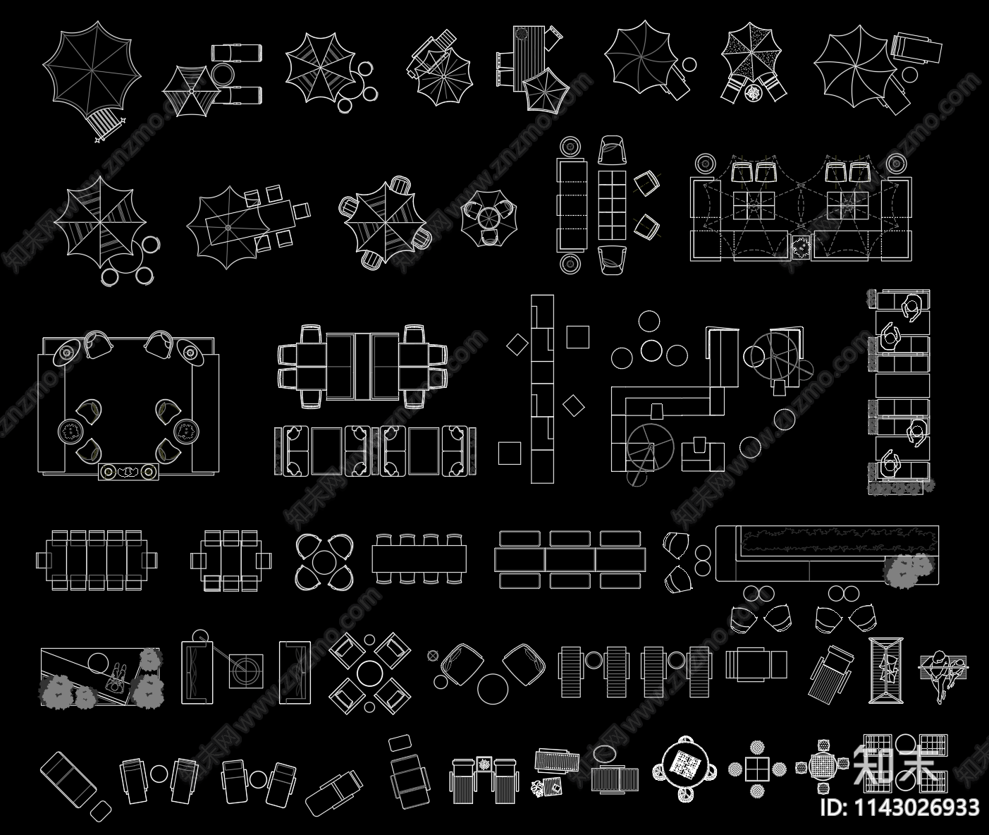 景观庭院户外桌椅沙发秋千施工图下载【ID:1143026933】