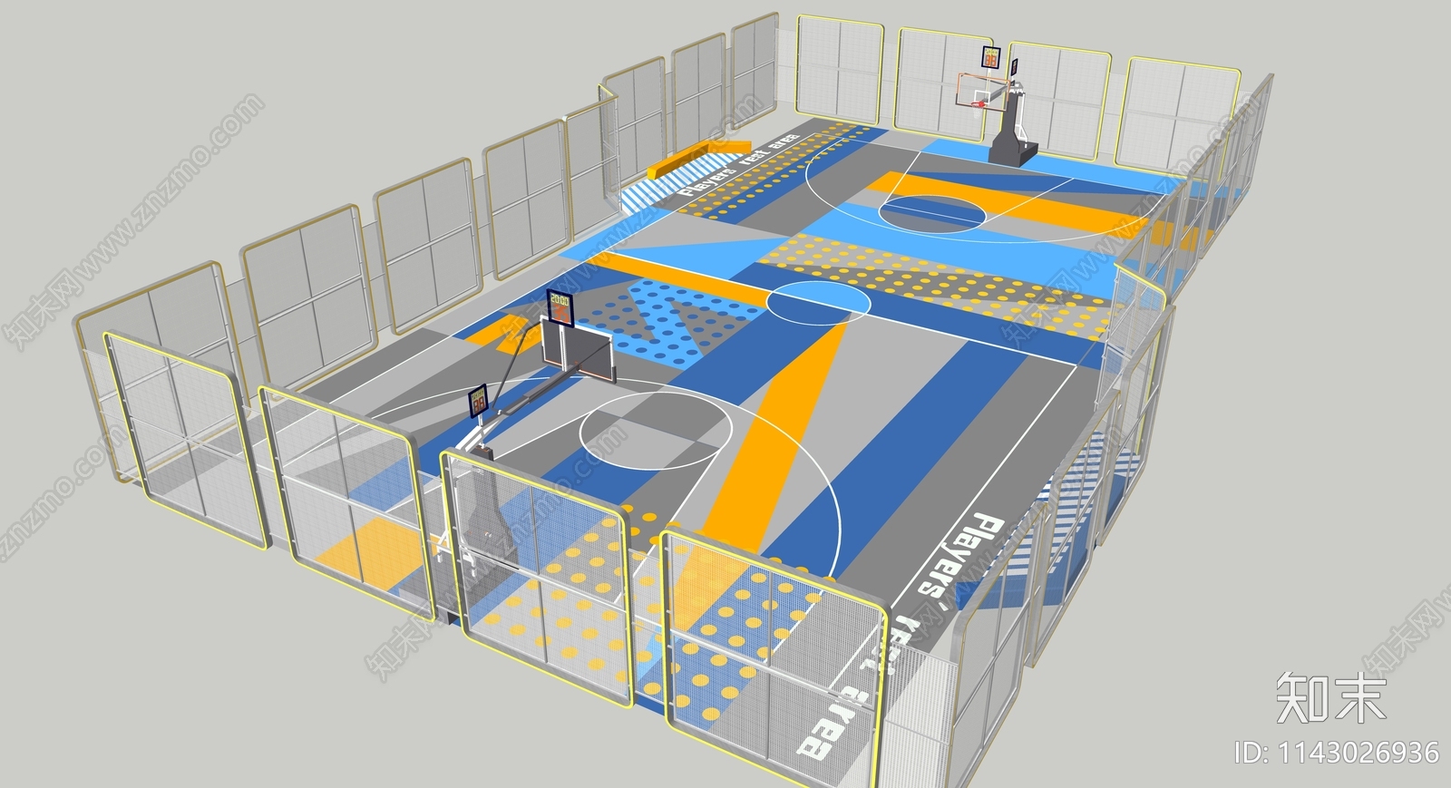 现代科技篮球场SU模型下载【ID:1143026936】