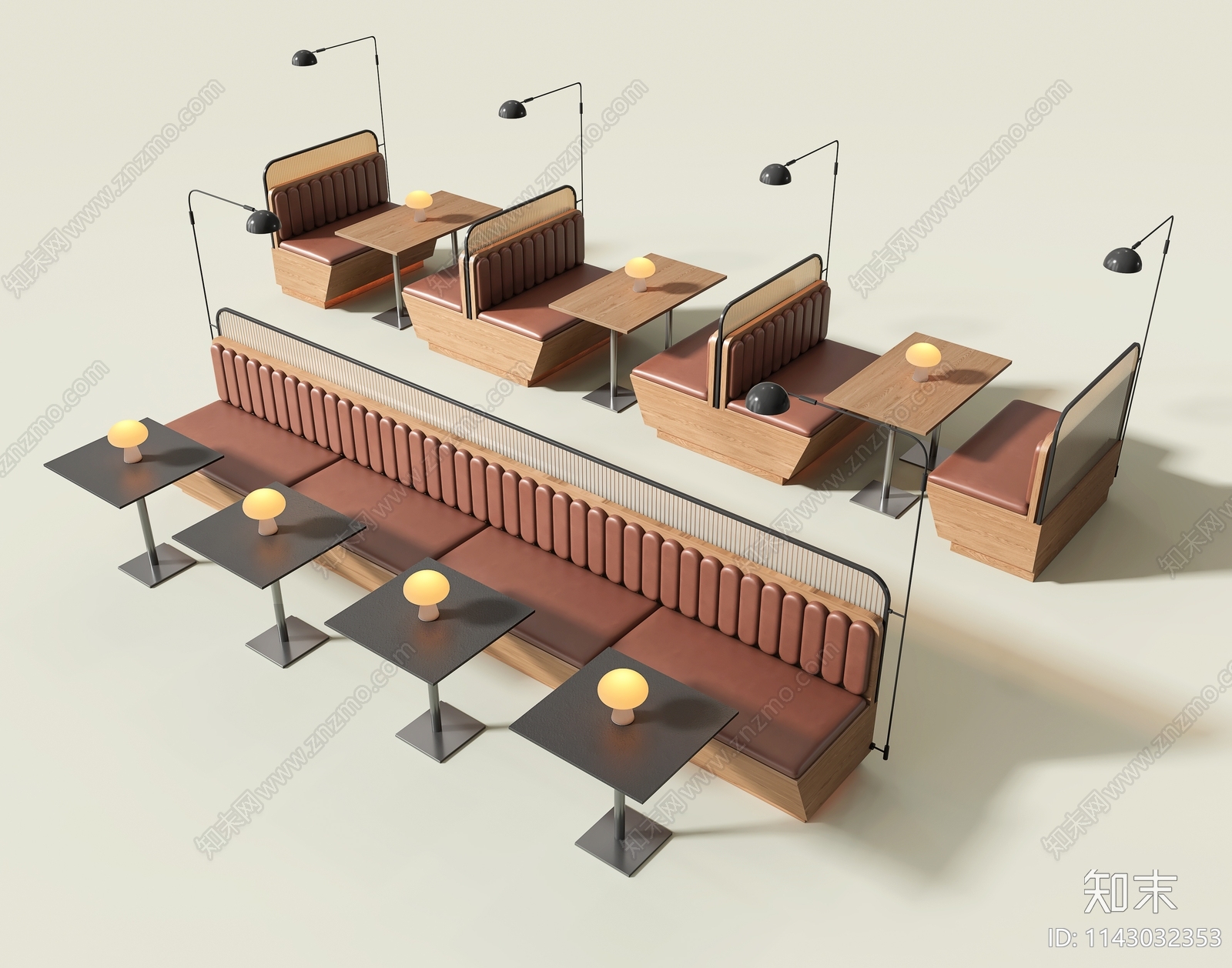 现代卡座沙发3D模型下载【ID:1143032353】