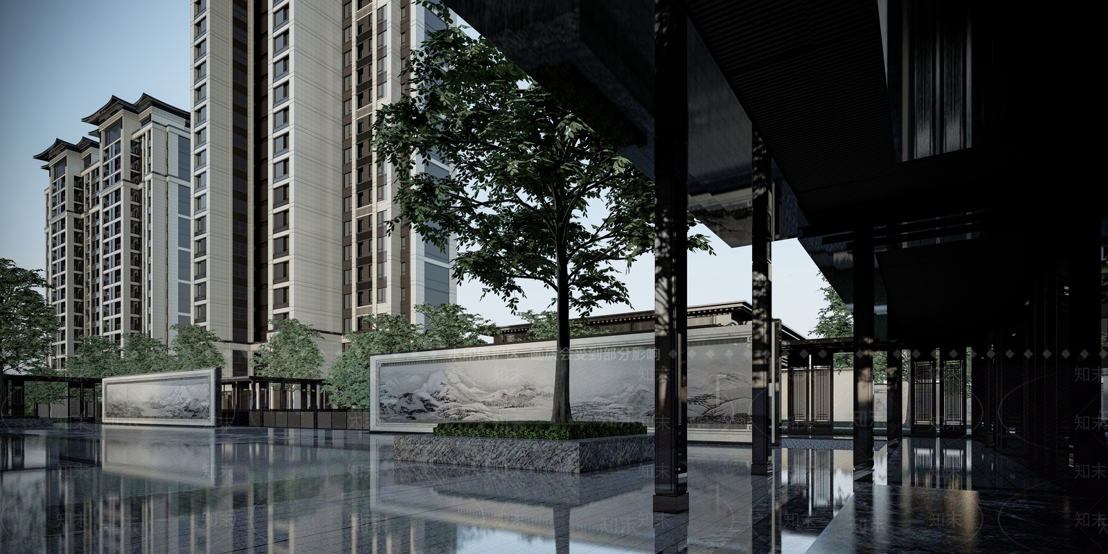 建发新中式示范区景观SU模型下载【ID:1143035674】_知末su模型网