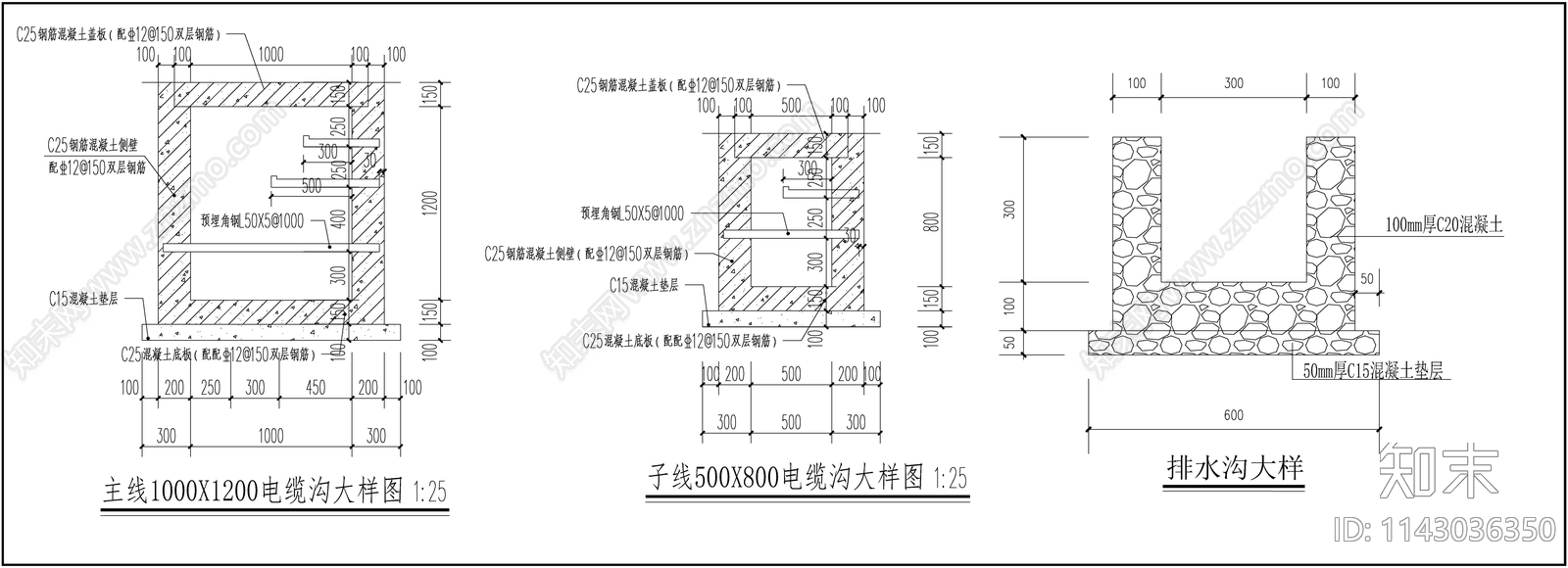 电缆沟排水沟大样施工图下载【ID:1143036350】