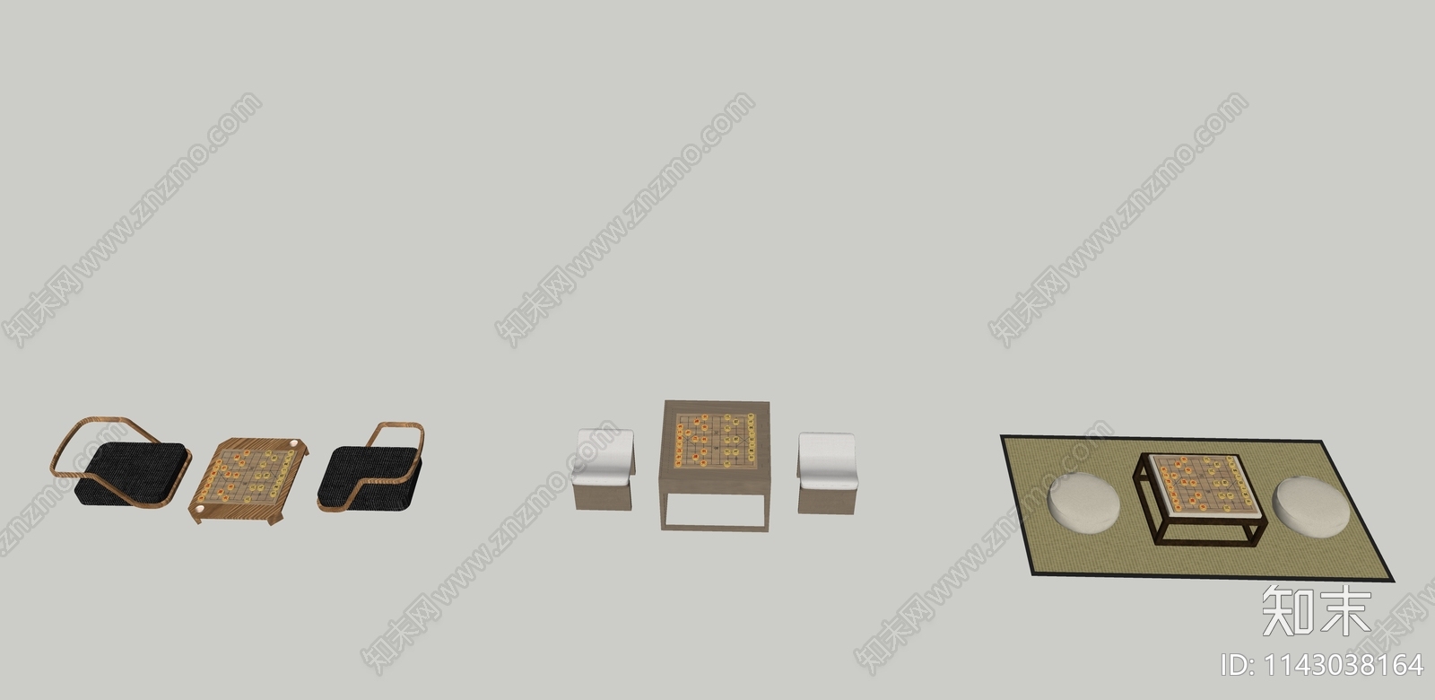 棋牌桌椅组合SU模型下载【ID:1143038164】
