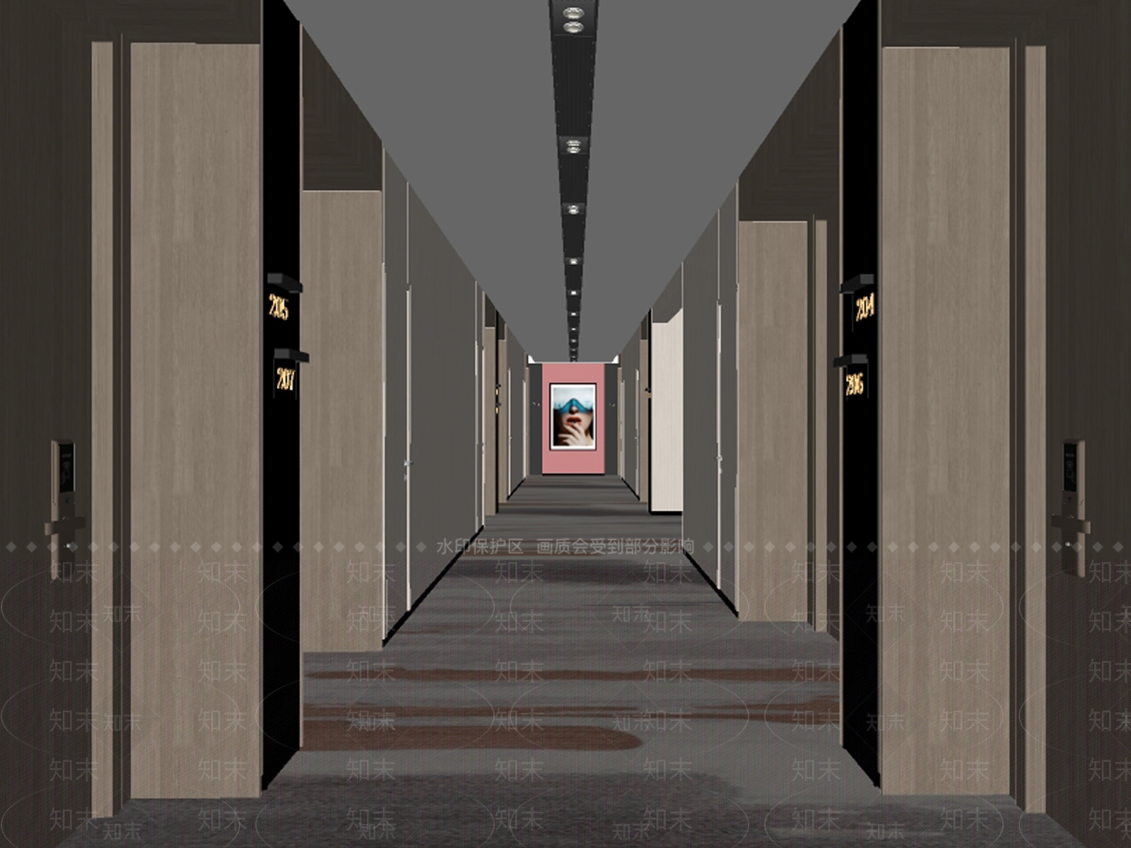 现代酒店过道SU模型下载【ID:1143041596】