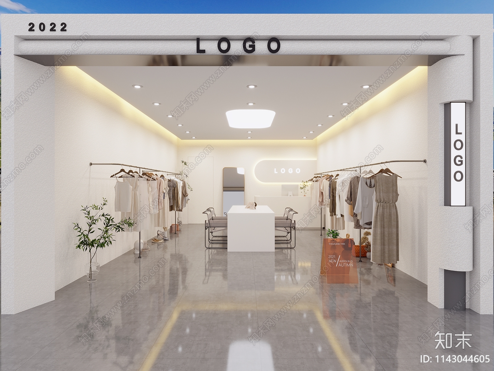 现代奶油风服装店3D模型下载【ID:1143044605】