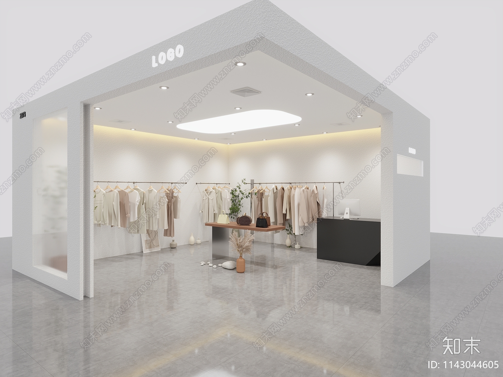 现代奶油风服装店3D模型下载【ID:1143044605】