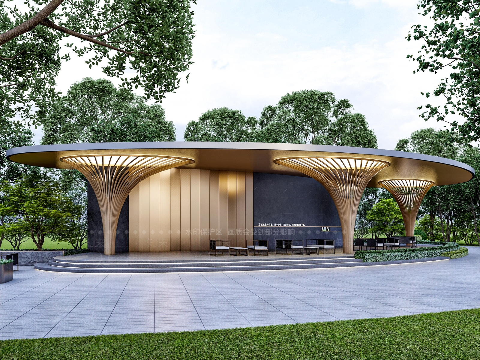 现代风格廊架SU模型下载【ID:1143047846】