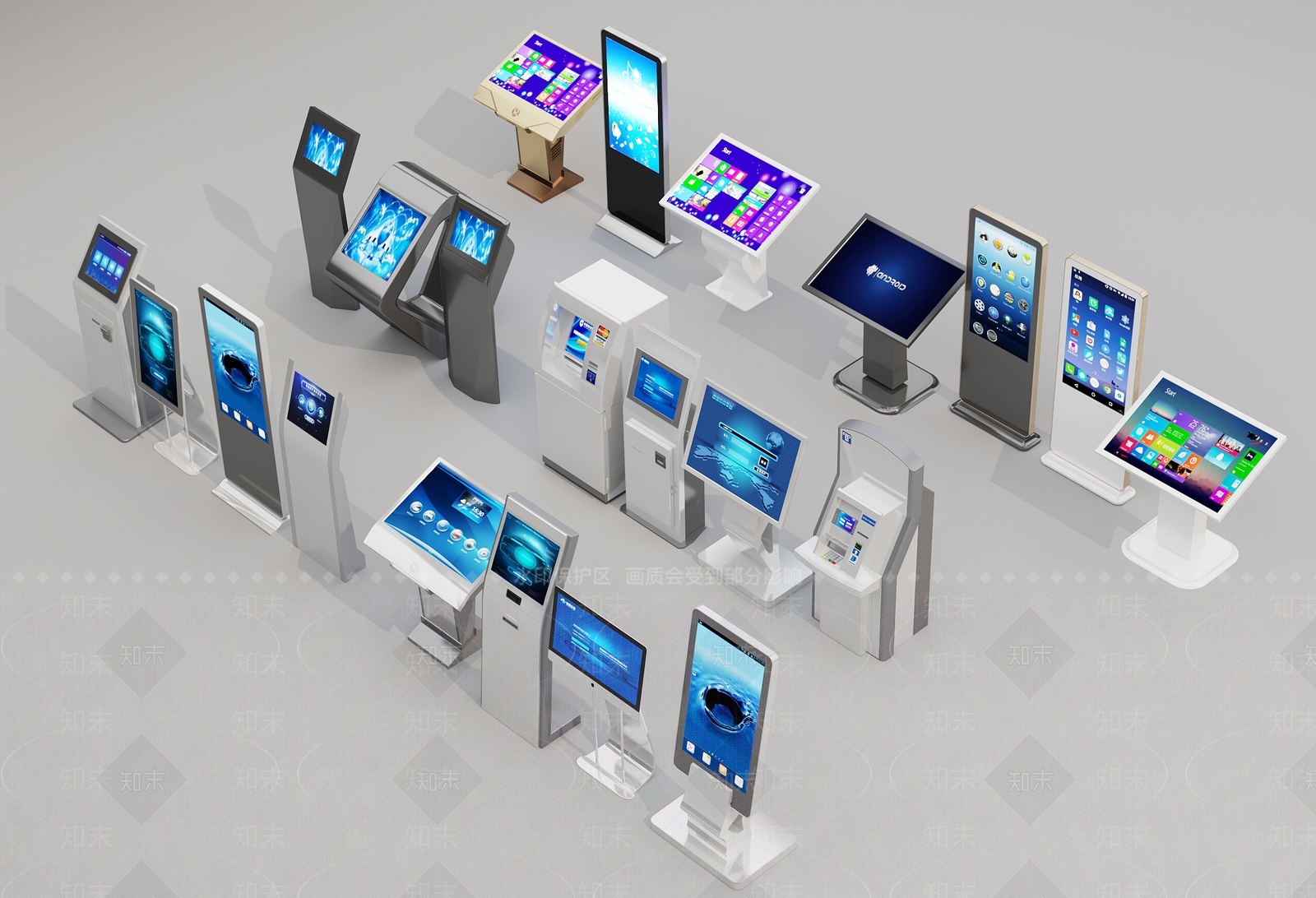 现代智能一体机展示机3D模型下载【ID:1143050385】