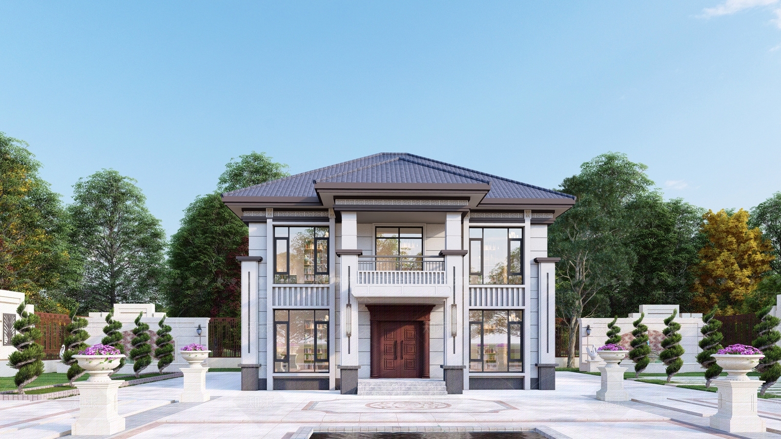 新中式2层别墅SU模型下载【ID:1143050711】