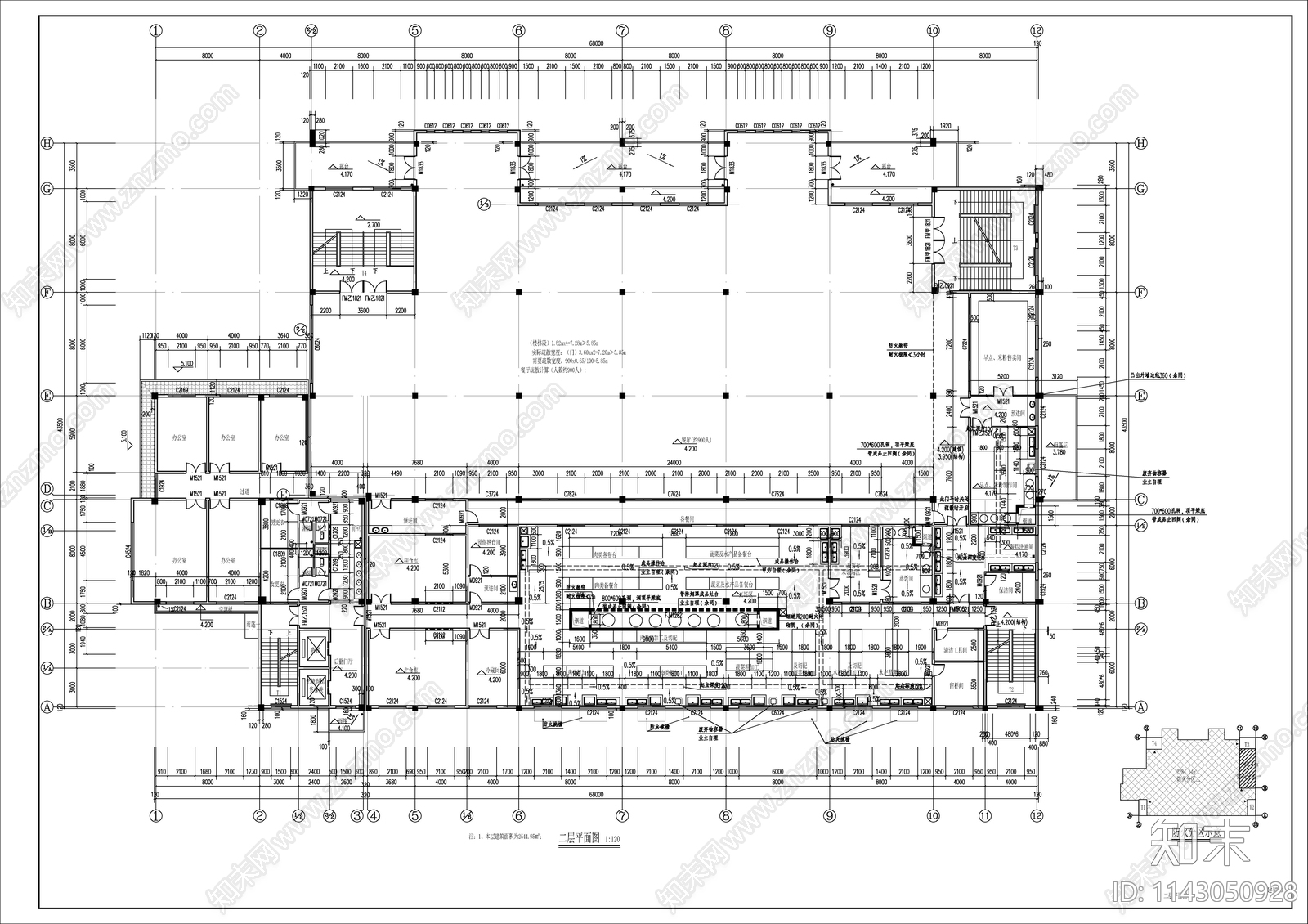 某高校食堂建筑cad施工图下载【ID:1143050928】