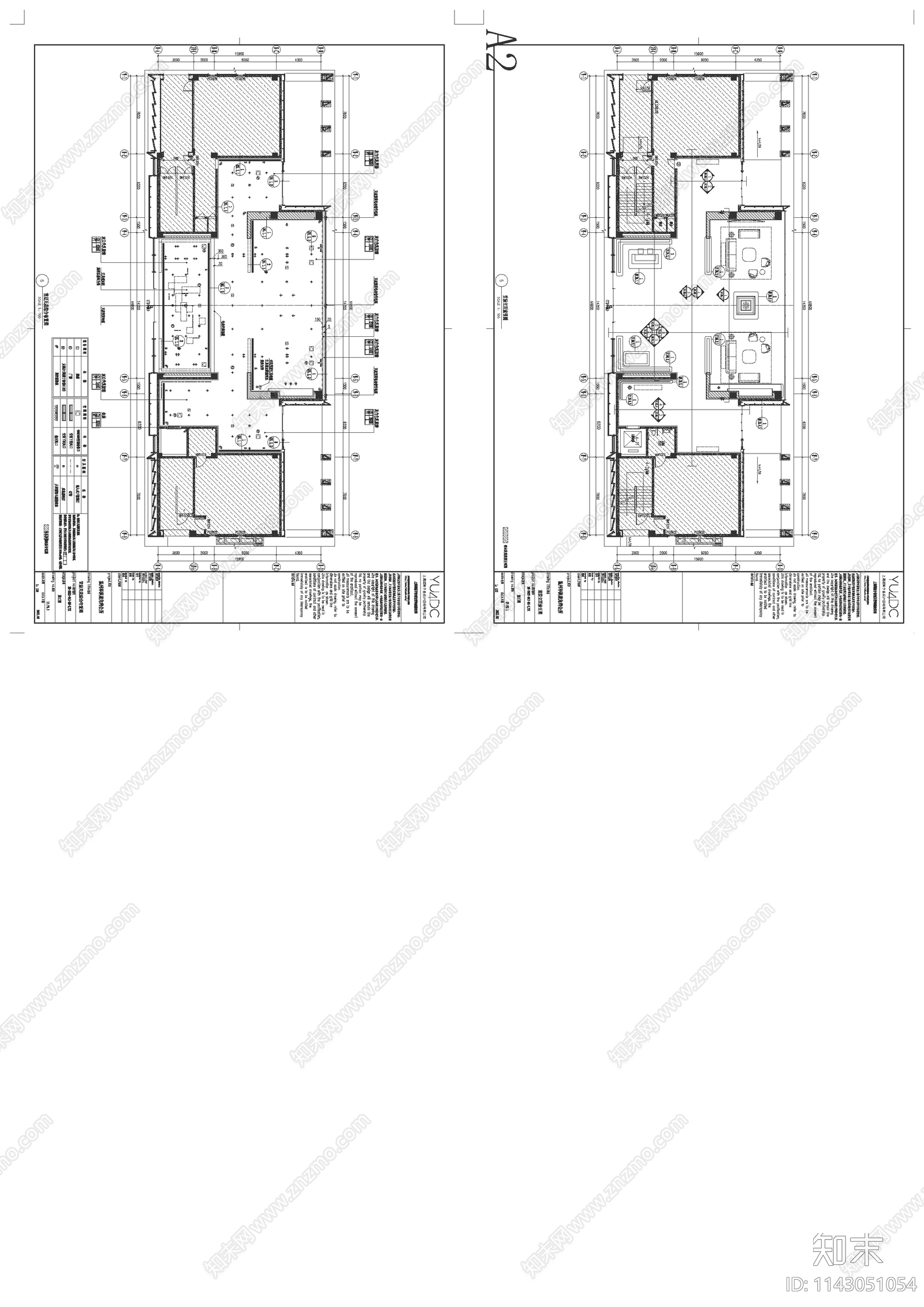 瑞府会所室内装修cad施工图下载【ID:1143051054】