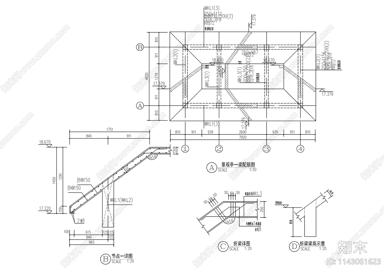 欧式景观亭cad施工图下载【ID:1143061623】