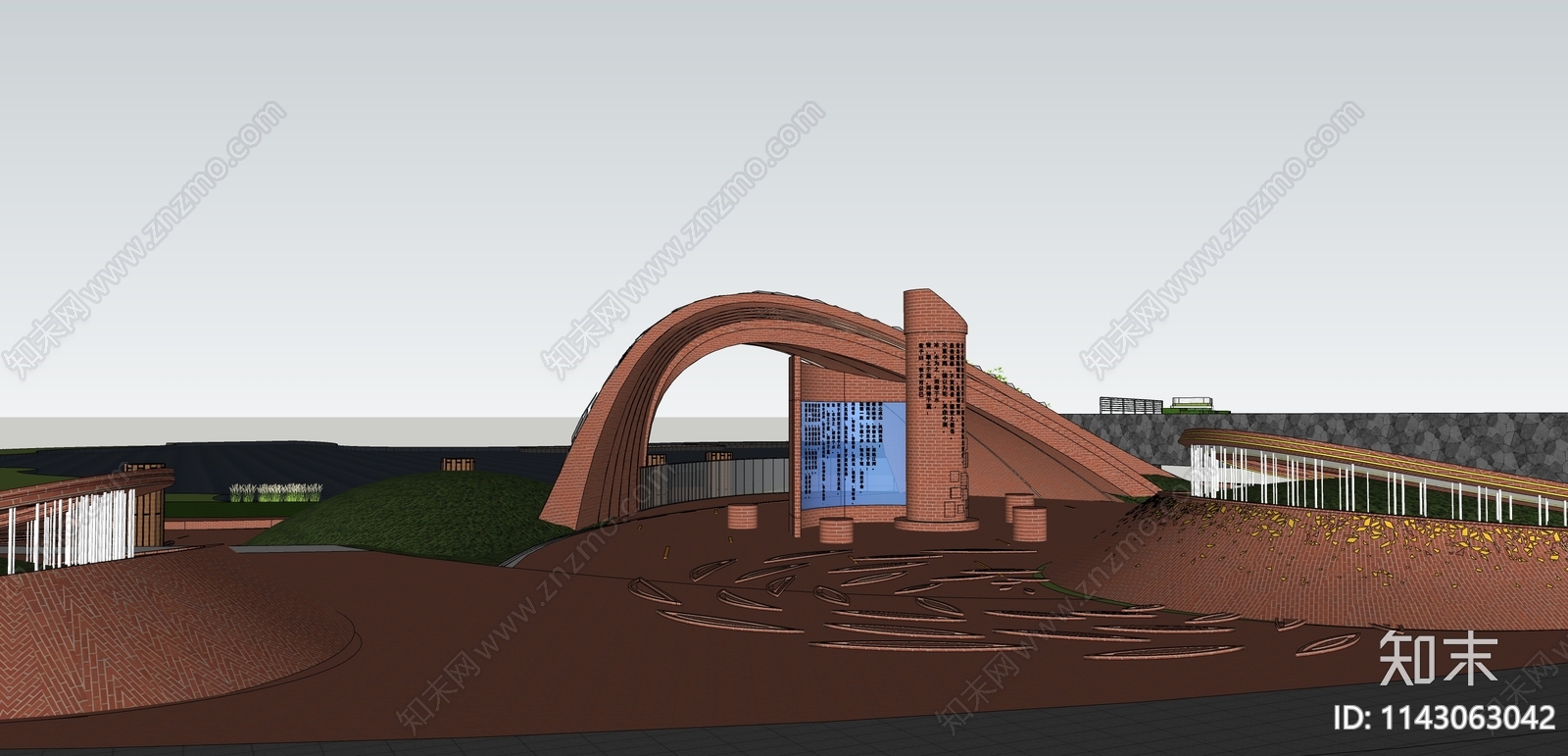现代红砖文化广场SU模型下载【ID:1143063042】