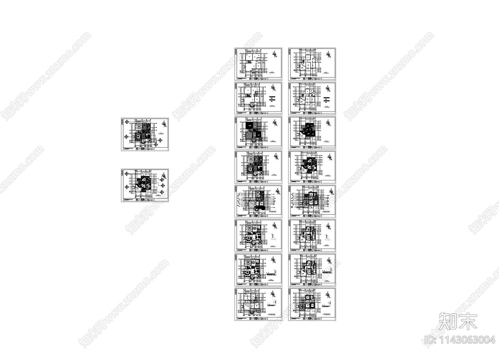 欧式风格别墅室内cad施工图下载【ID:1143063004】