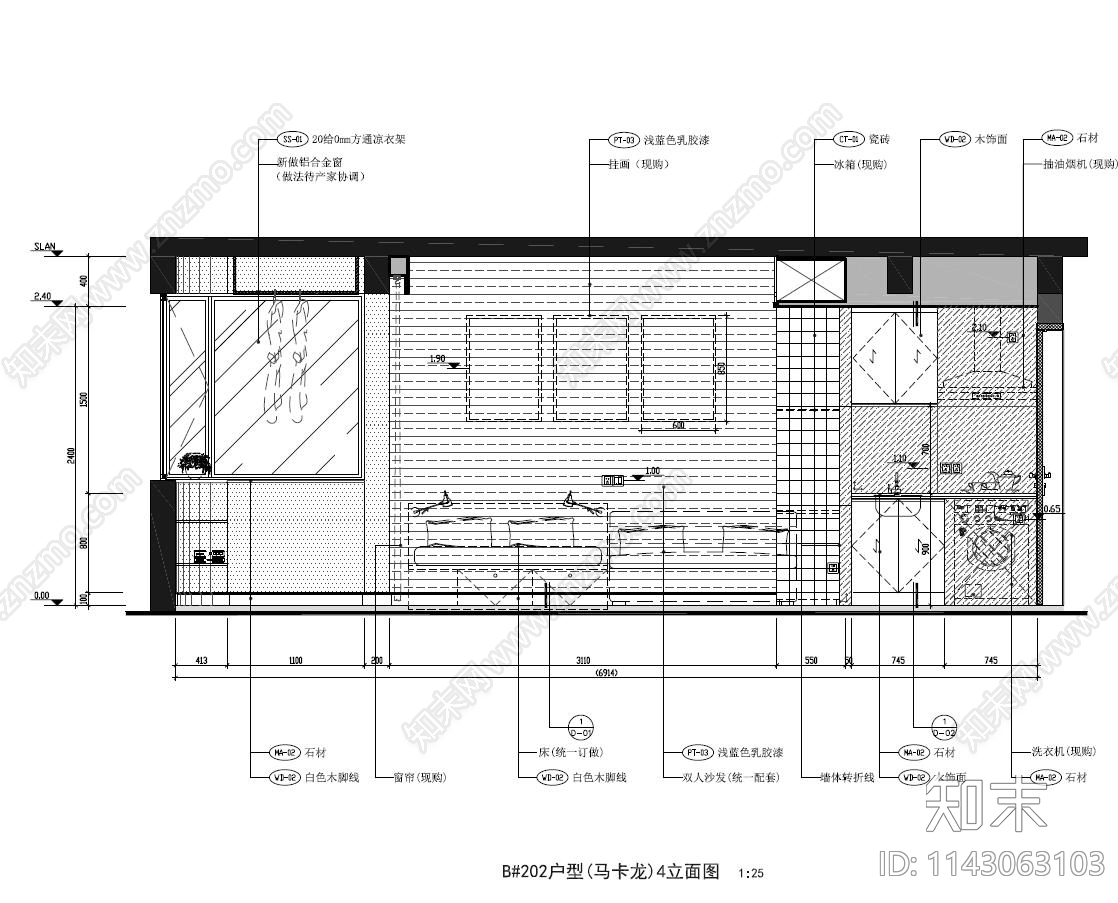 公寓室内装修cad施工图下载【ID:1143063103】