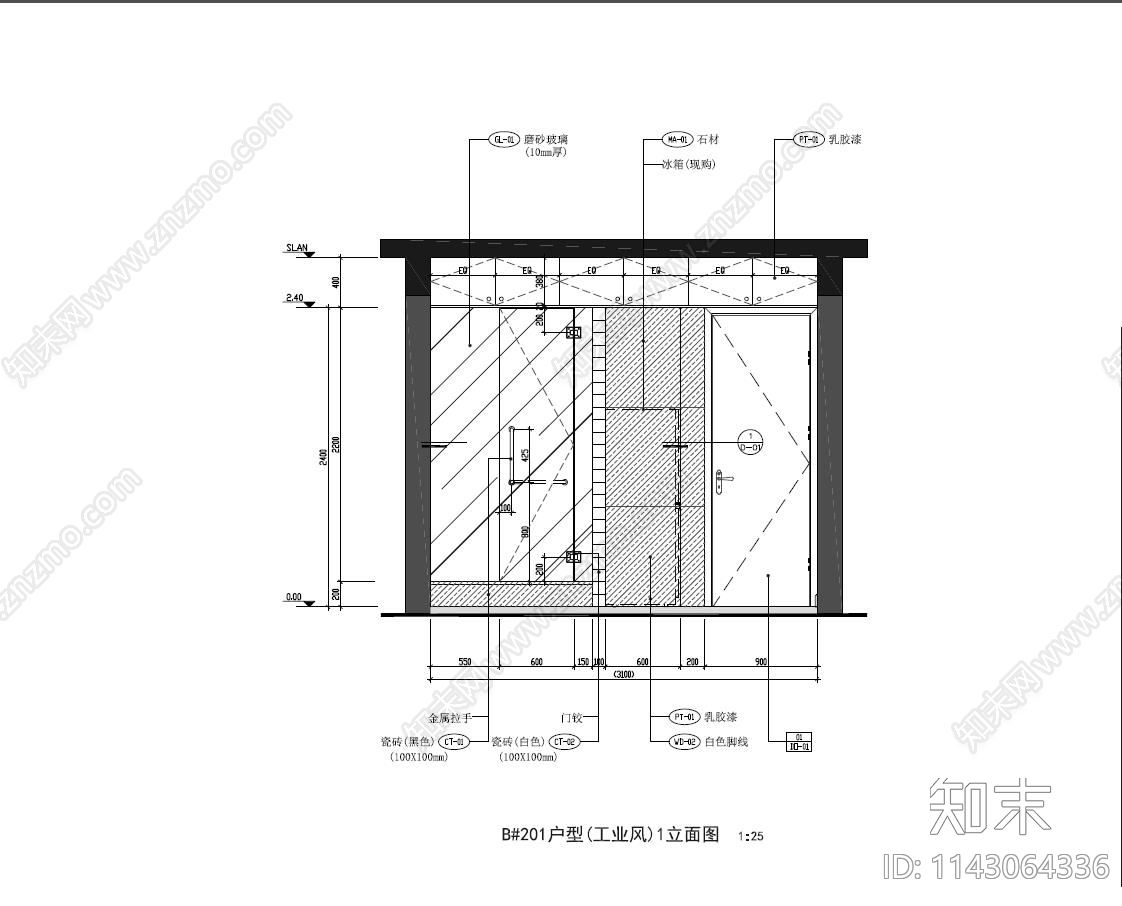 工业风公寓装修cad施工图下载【ID:1143064336】