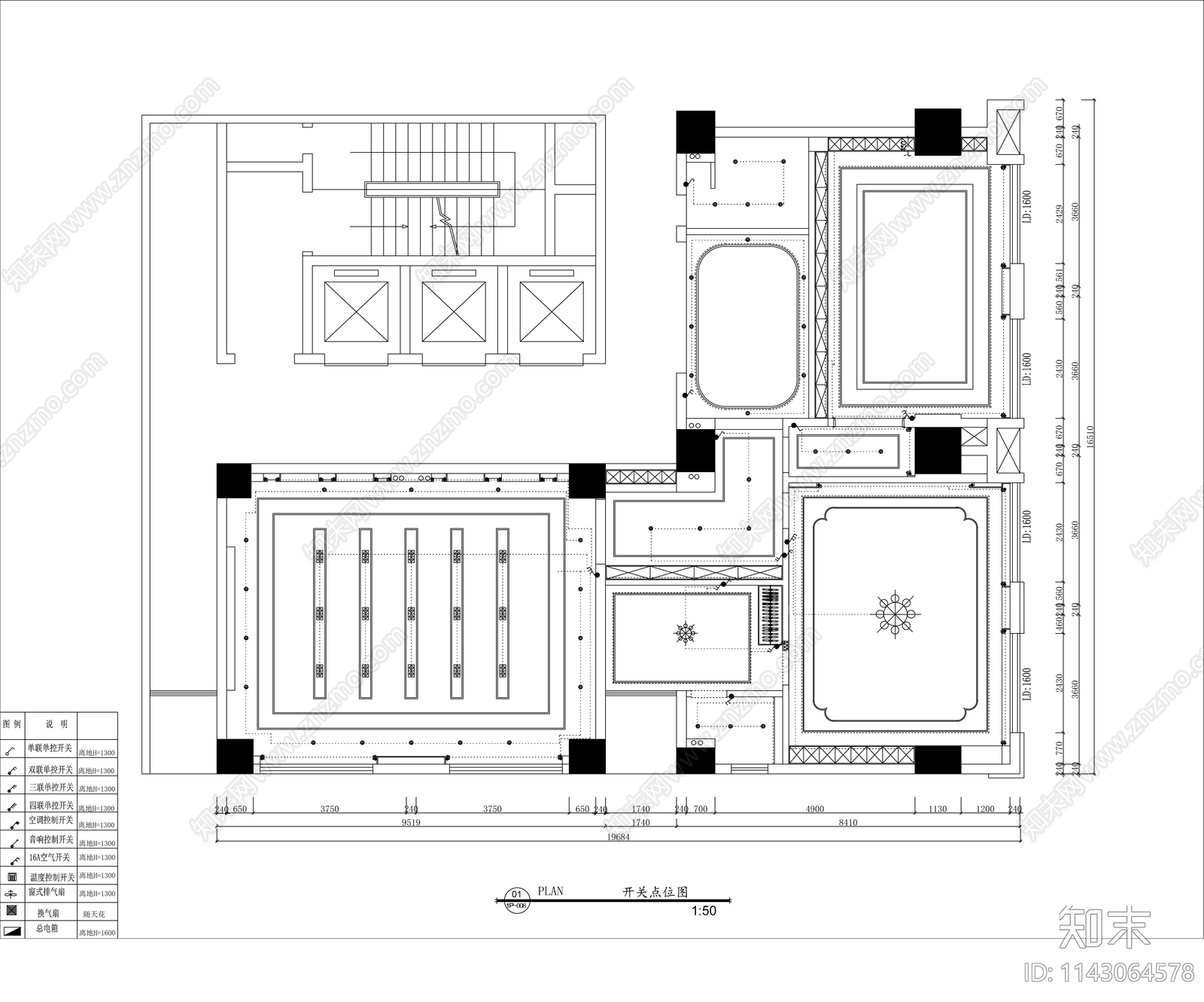 办公室装修电气给排水cad施工图下载【ID:1143064578】