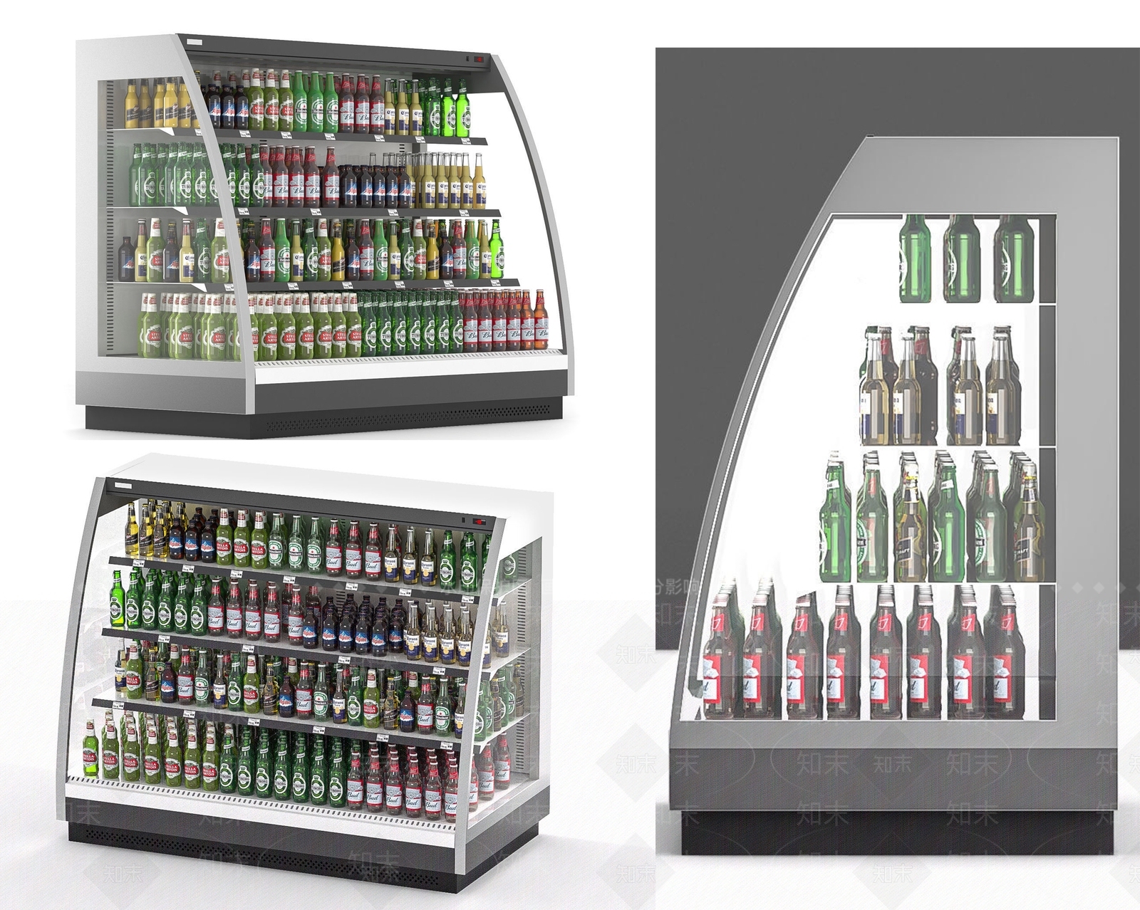 现代超市啤酒饮料冰柜SU模型下载【ID:1143064962】