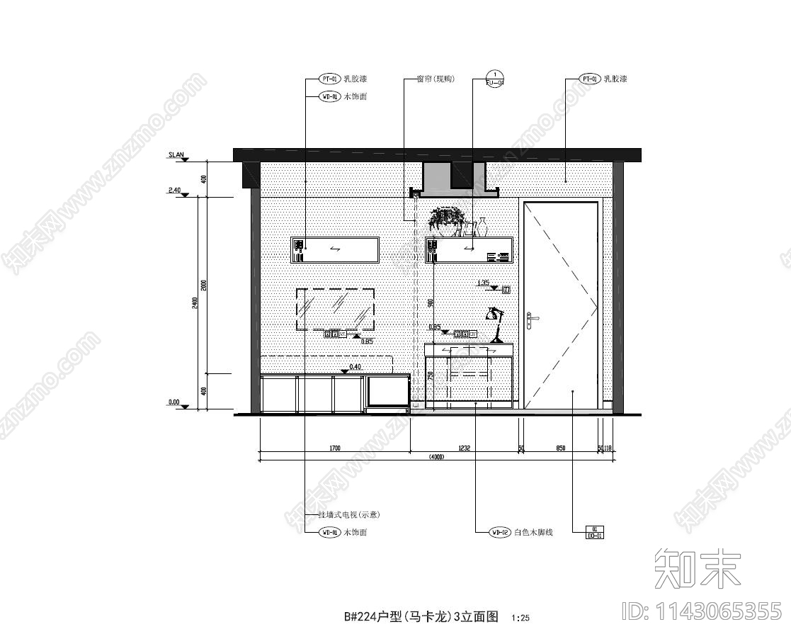 公寓室内装修cad施工图下载【ID:1143065355】