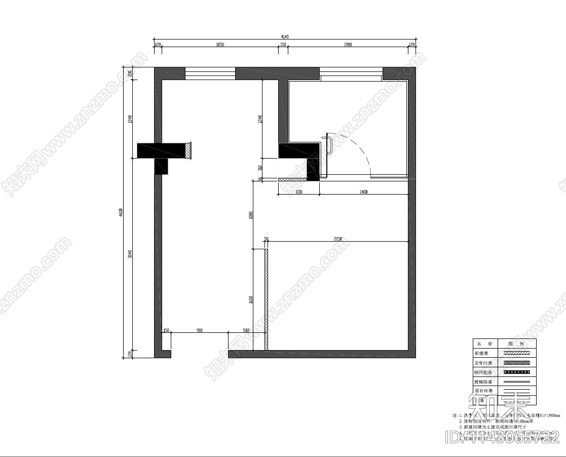 公寓装修cad施工图下载【ID:1143065722】