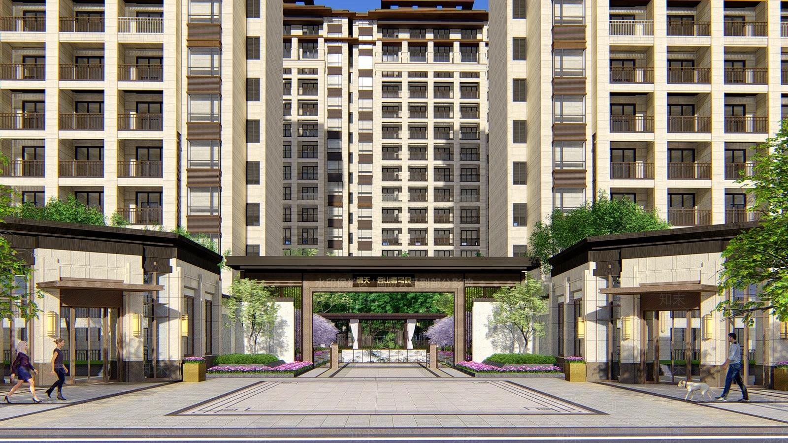 新中式小区入口大门SU模型下载【ID:1143067102】