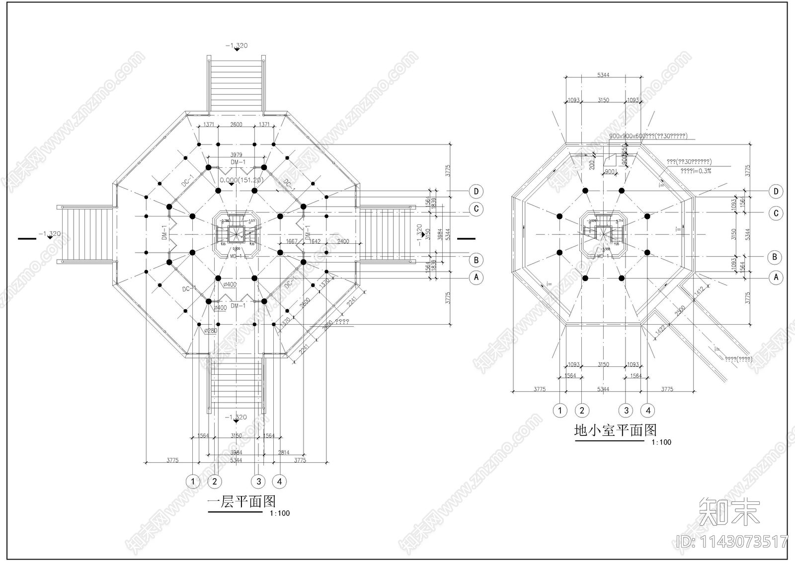 公园七层宝塔古建筑cad施工图下载【ID:1143073517】