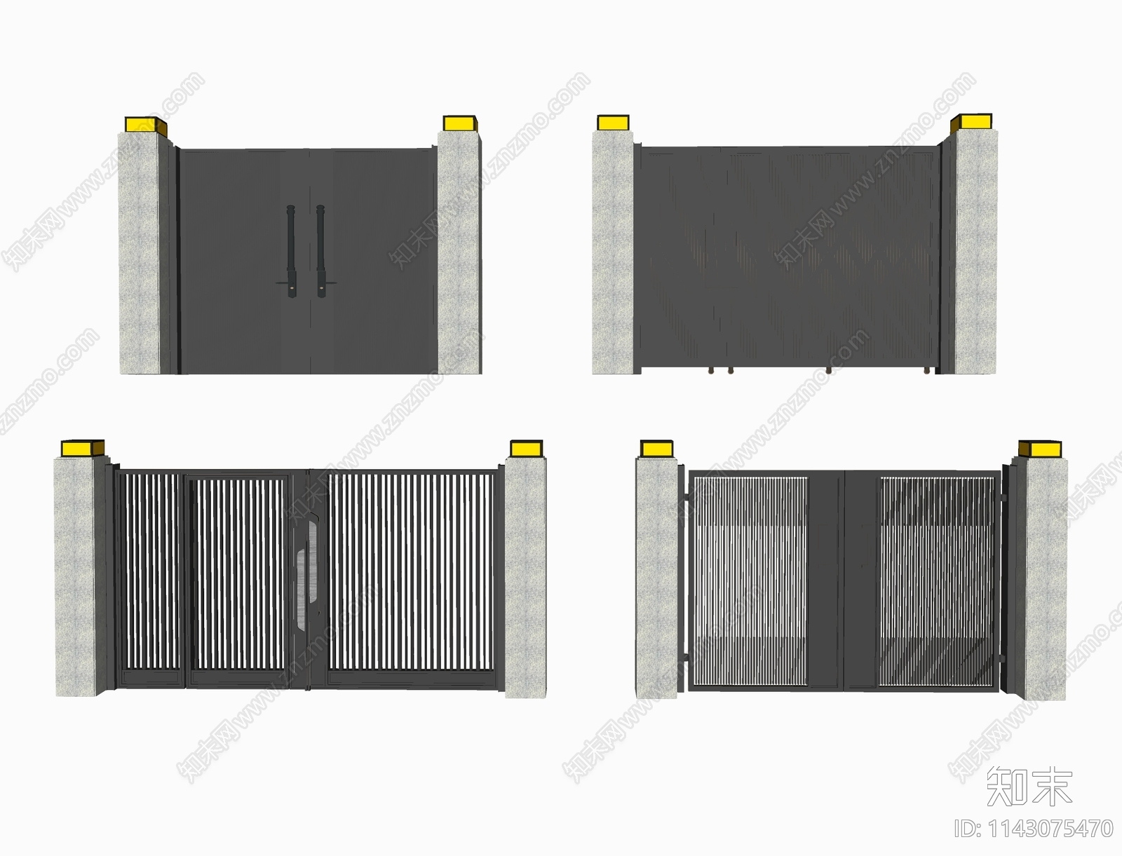 现代庭院门SU模型下载【ID:1143075470】