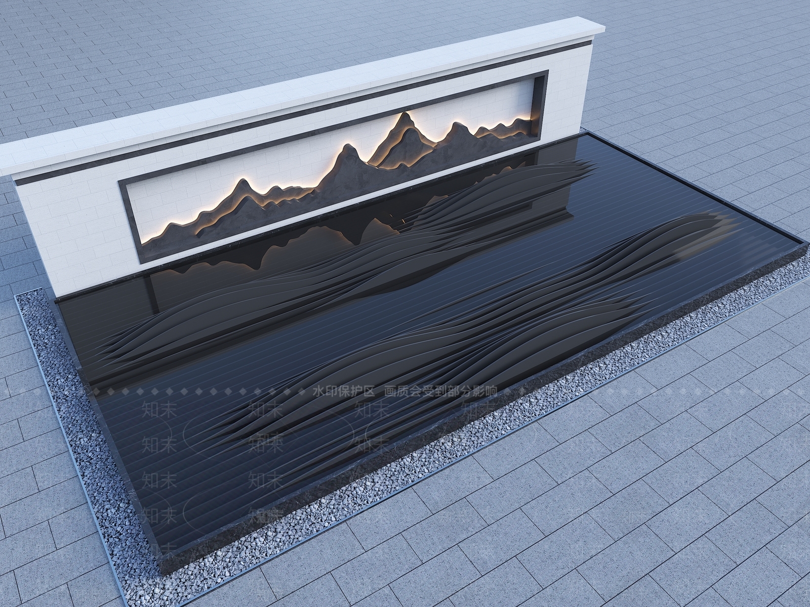 现代山形雕塑水景3D模型下载【ID:1143081369】