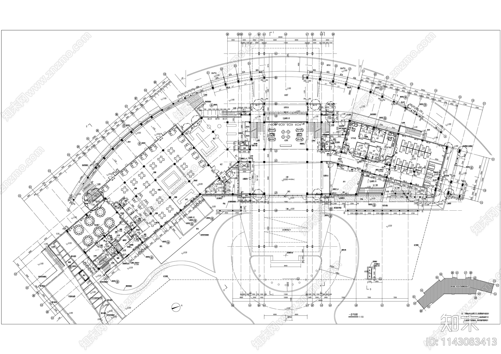 深圳中信高尔夫会所建筑平面图施工图下载【ID:1143083413】