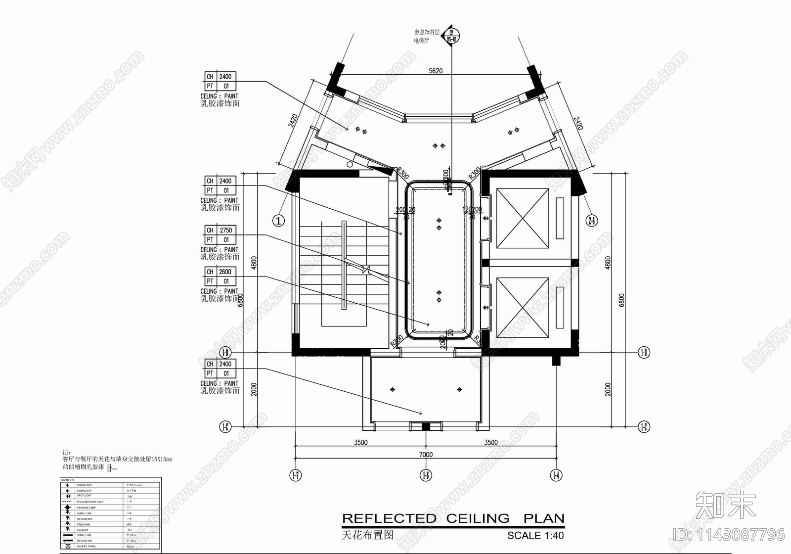 某住宅楼电梯厅室内cad施工图下载【ID:1143087796】