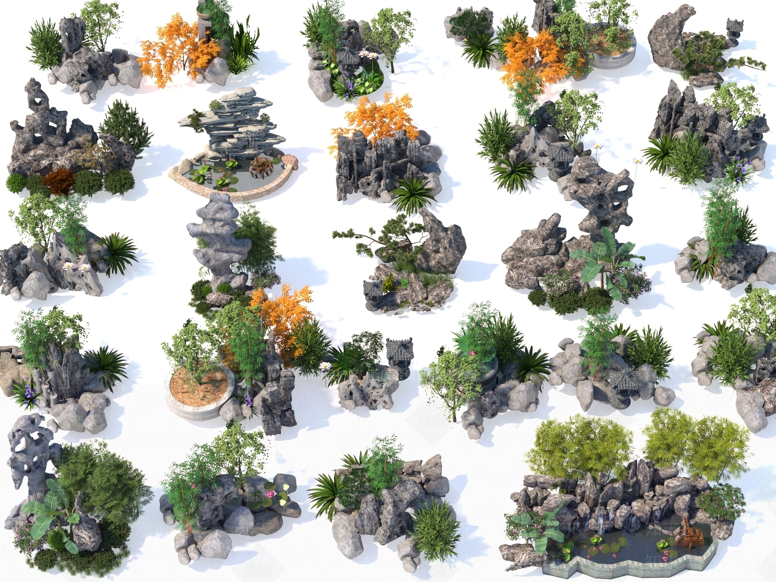 中式假山3D模型下载【ID:1143088497】
