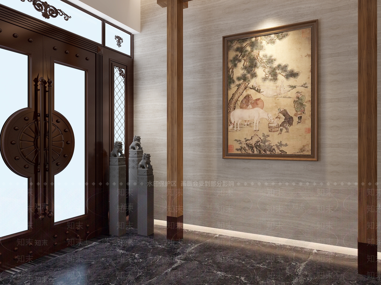 办公室前厅门口3D模型下载【ID:1143090423】