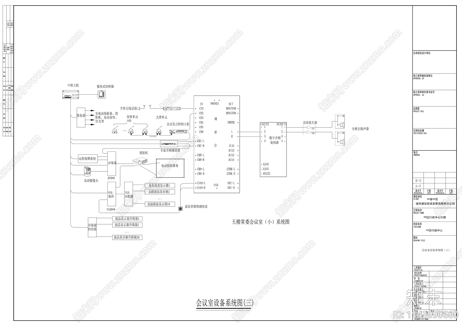 某行政大楼会议室电气cad施工图下载【ID:1143090600】