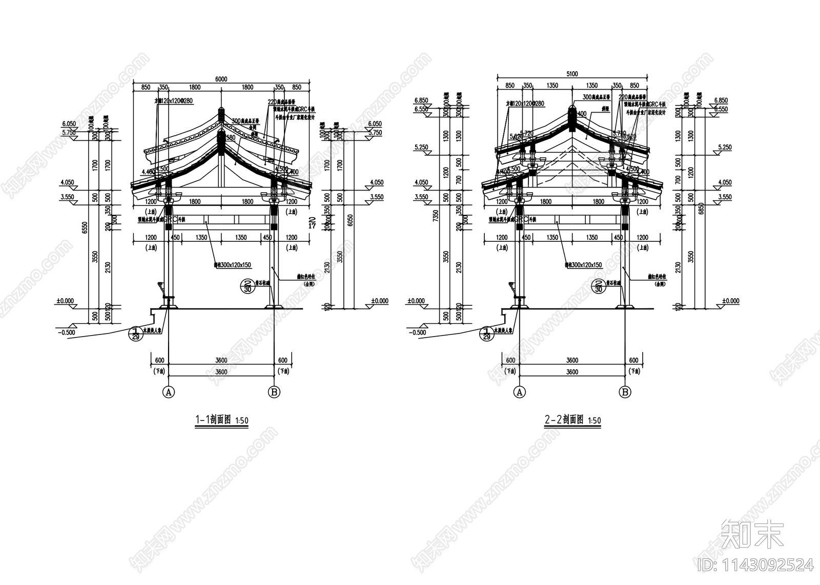 仿古休闲连廊详图施工图下载【ID:1143092524】