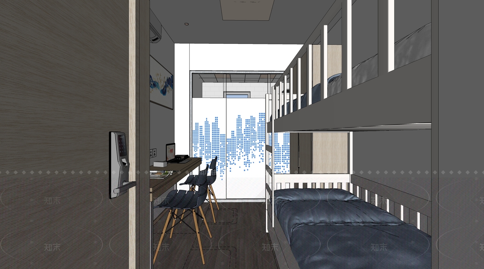 现代宿舍SU模型下载【ID:1215988933】