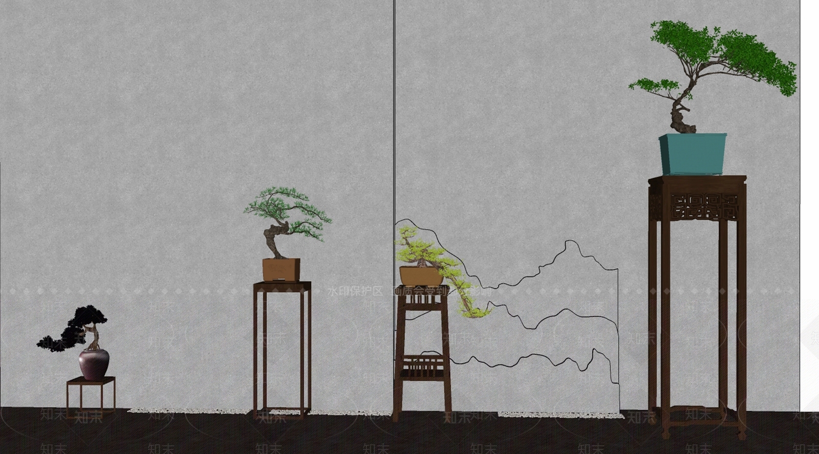 新中式花几端景台SU模型下载【ID:1143099290】