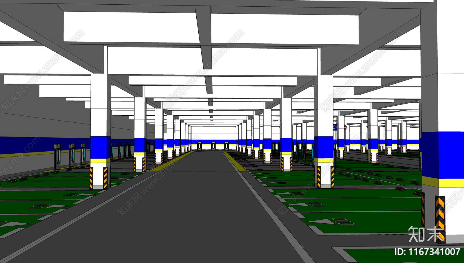 现代停车场SU模型下载【ID:1167341007】