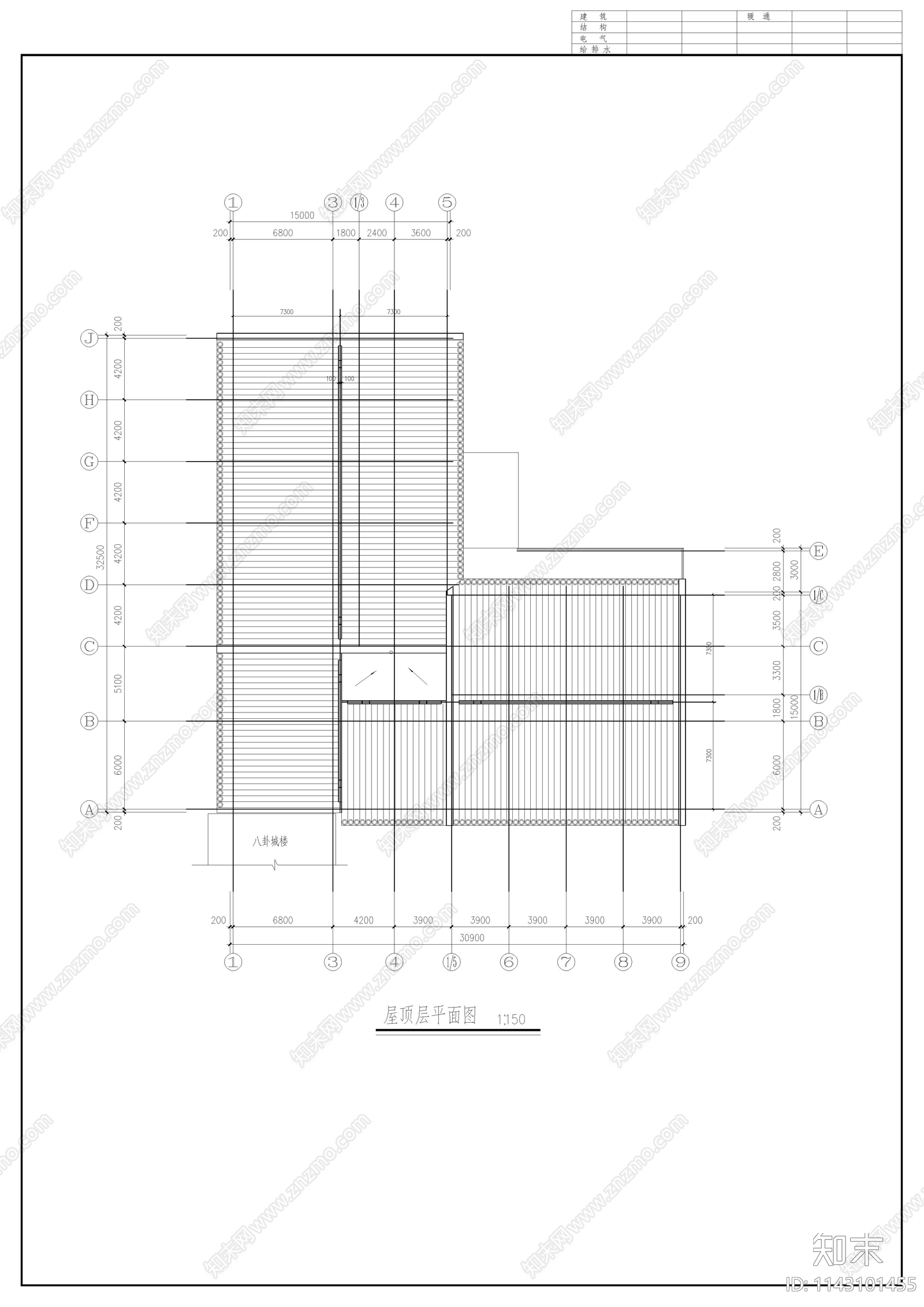 仿古清式建筑cad施工图下载【ID:1143101455】