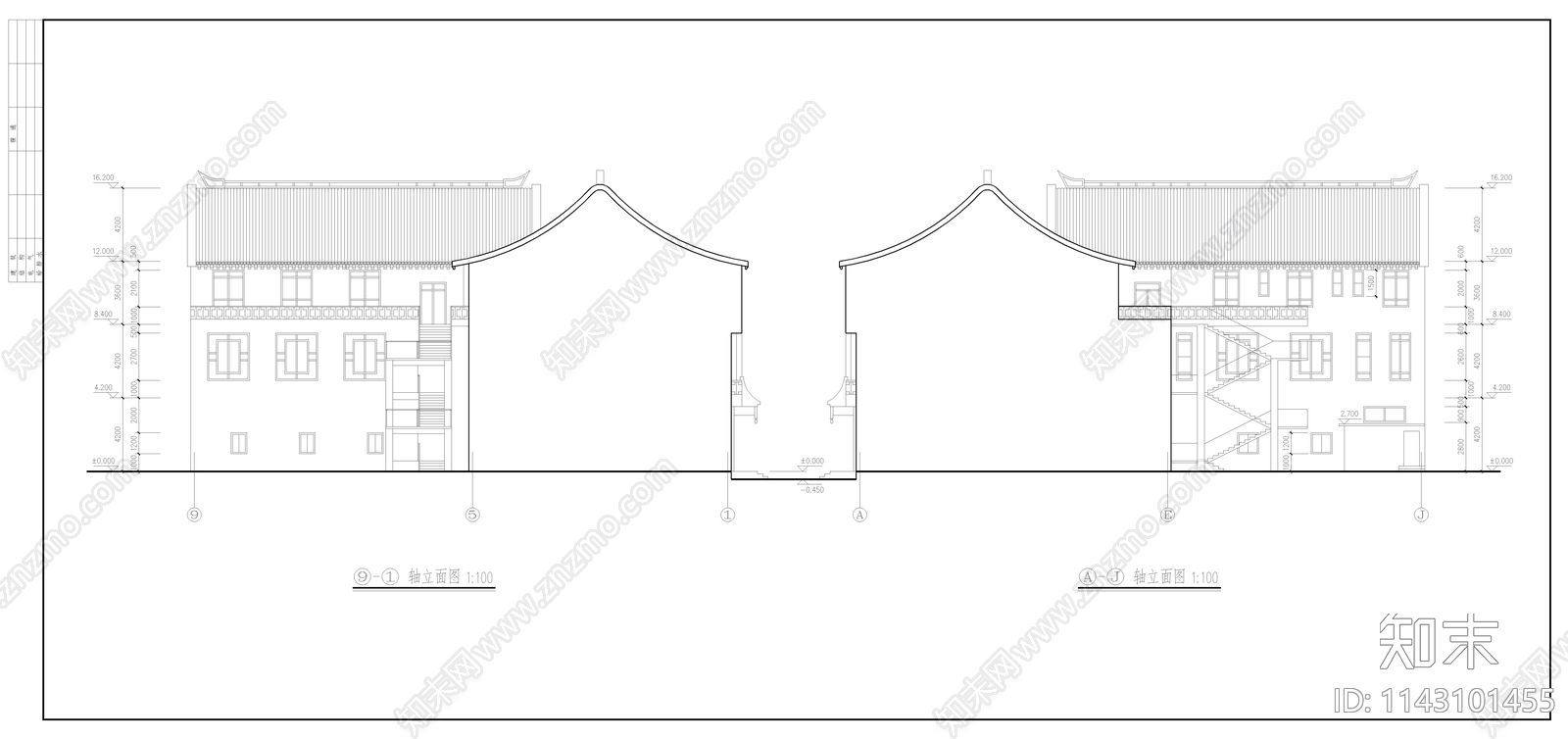 仿古清式建筑cad施工图下载【ID:1143101455】