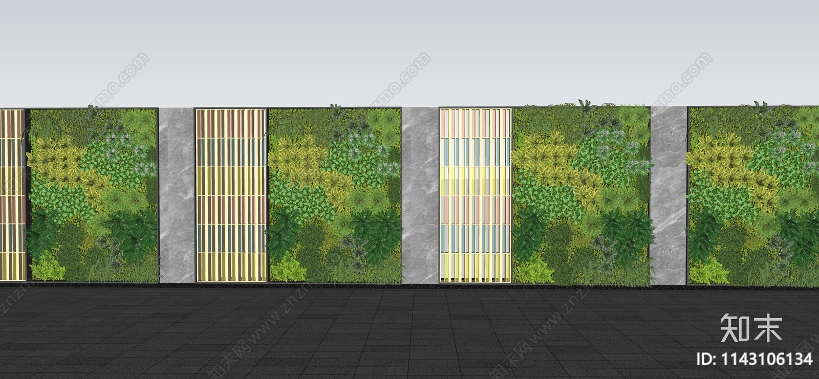 垂直绿化围挡SU模型下载【ID:1143106134】