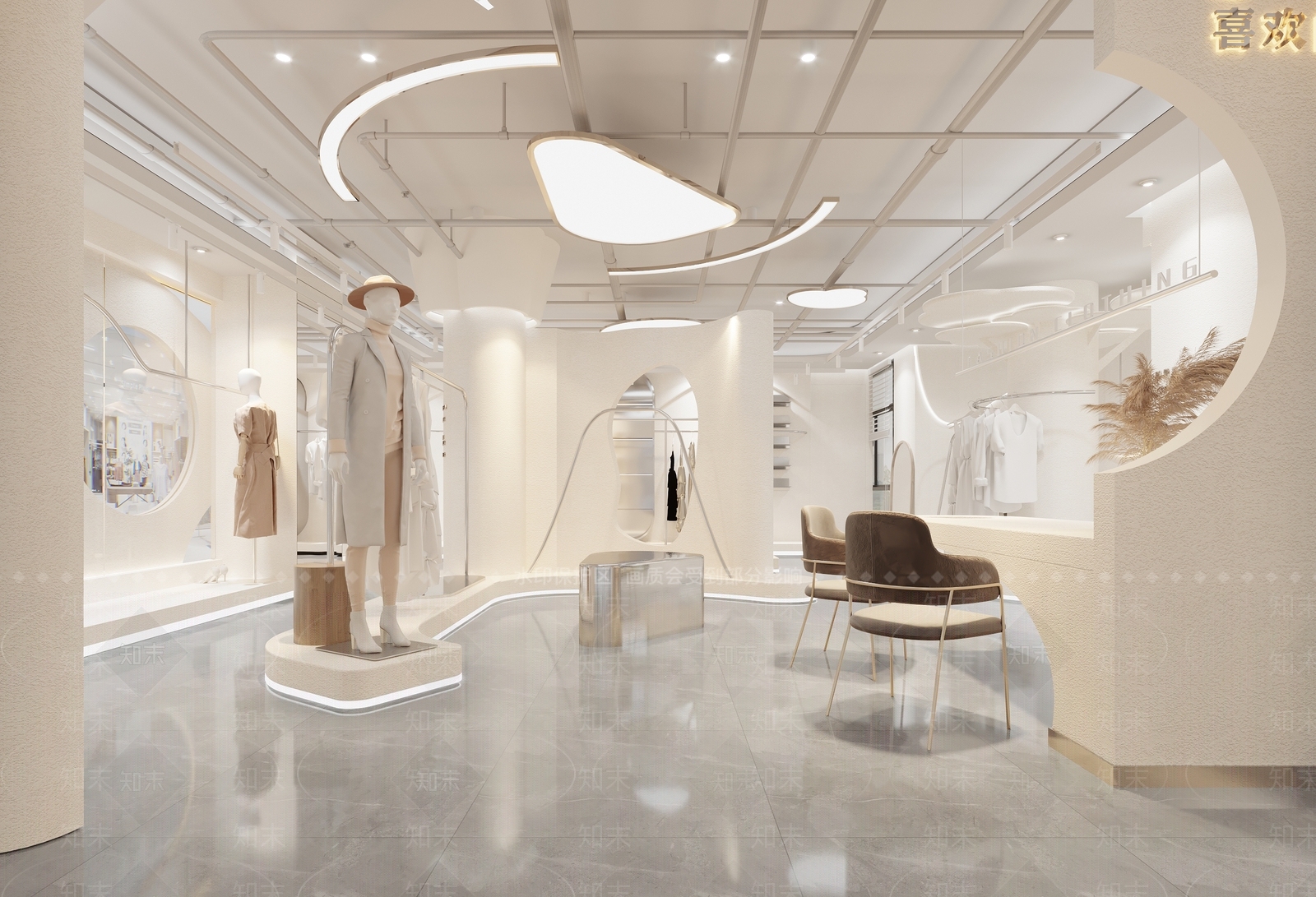 现代轻奢女装服装鞋店3D模型下载【ID:1143107675】