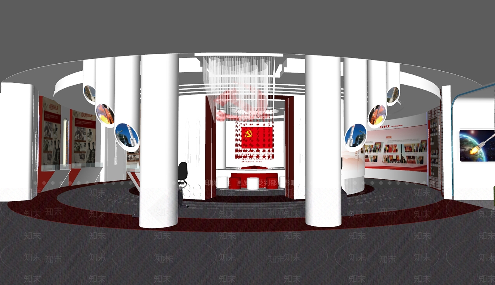 现代党建展厅SU模型下载【ID:1143108406】