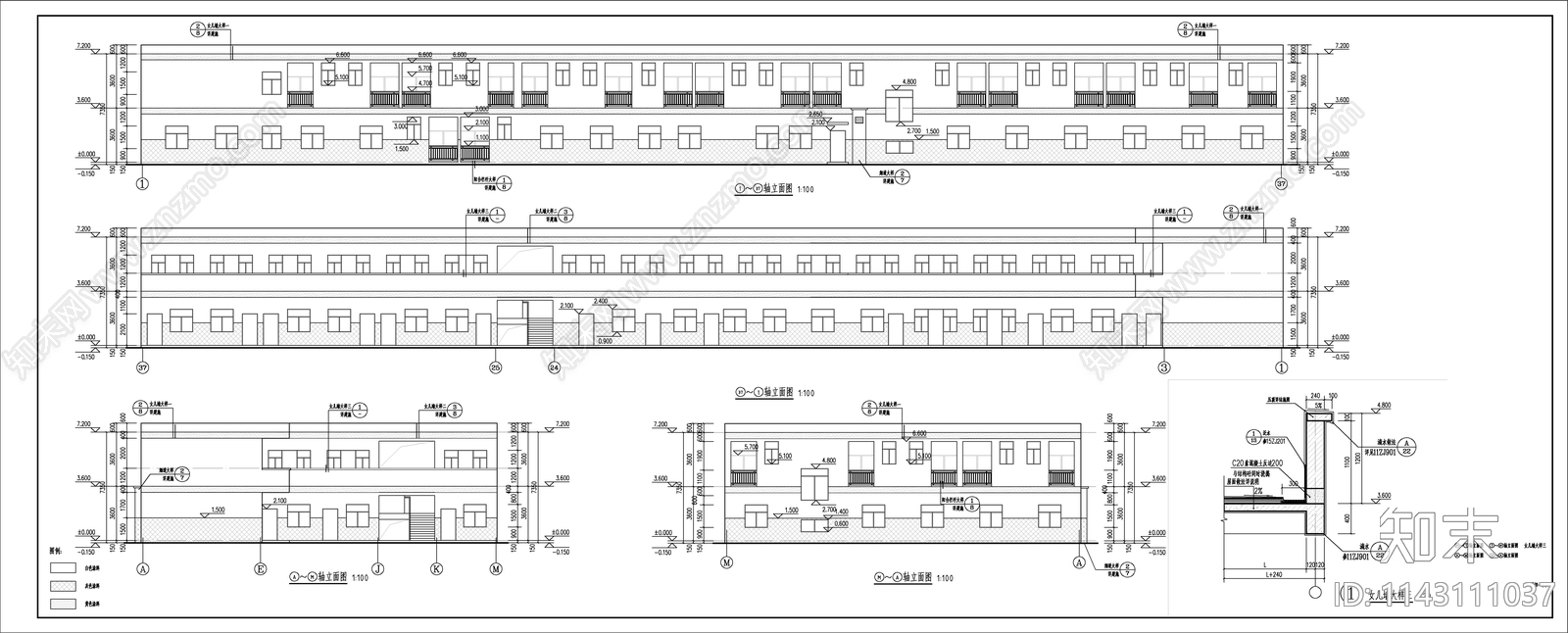 某养殖场附属楼建筑cad施工图下载【ID:1143111037】