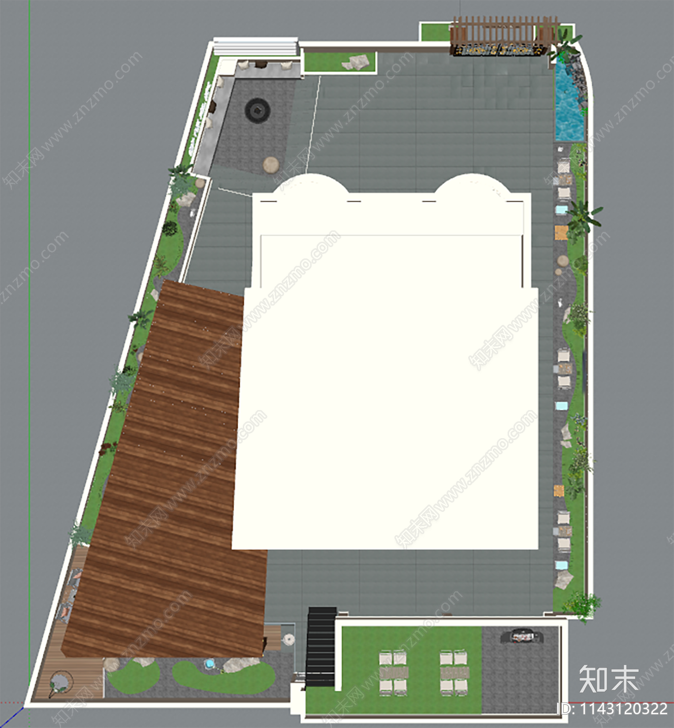 现代庭院花园SU模型下载【ID:1143120322】