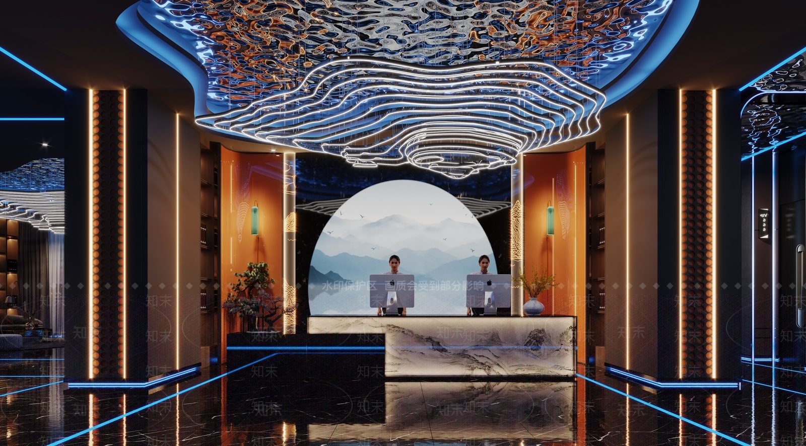 足浴spa走廊前台端景3D模型下载【ID:1143121881】