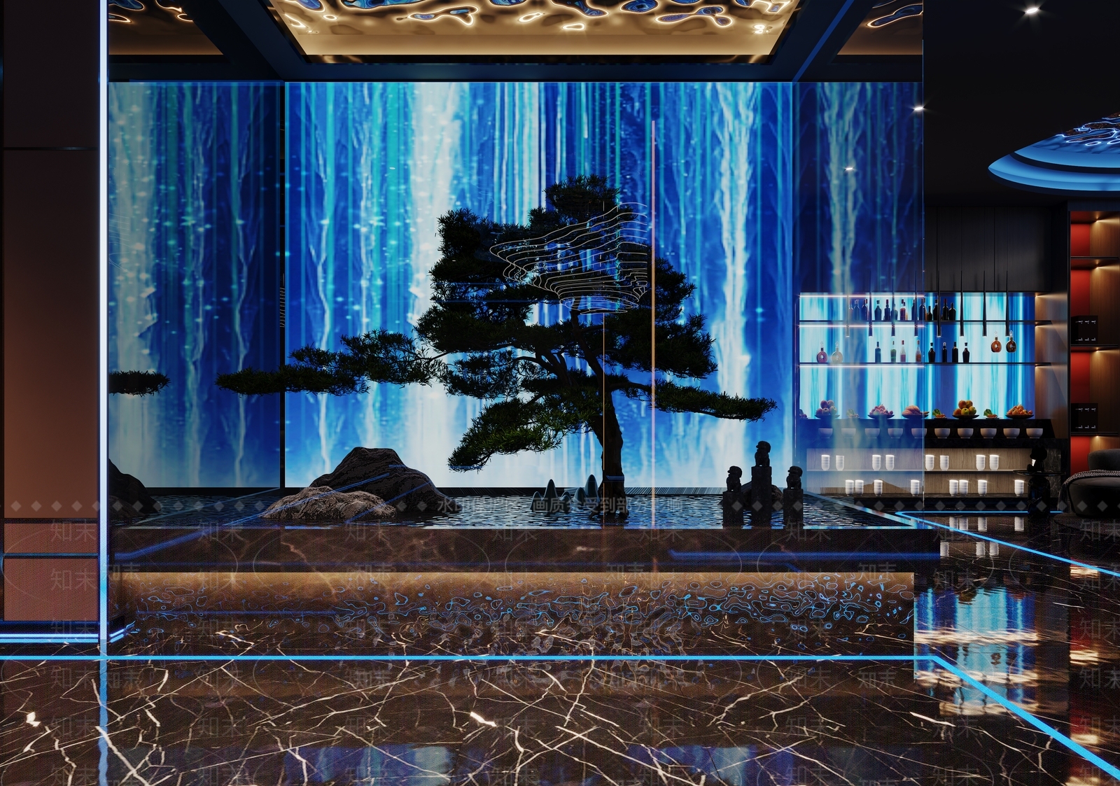 足浴spa走廊前台端景3D模型下载【ID:1143121881】