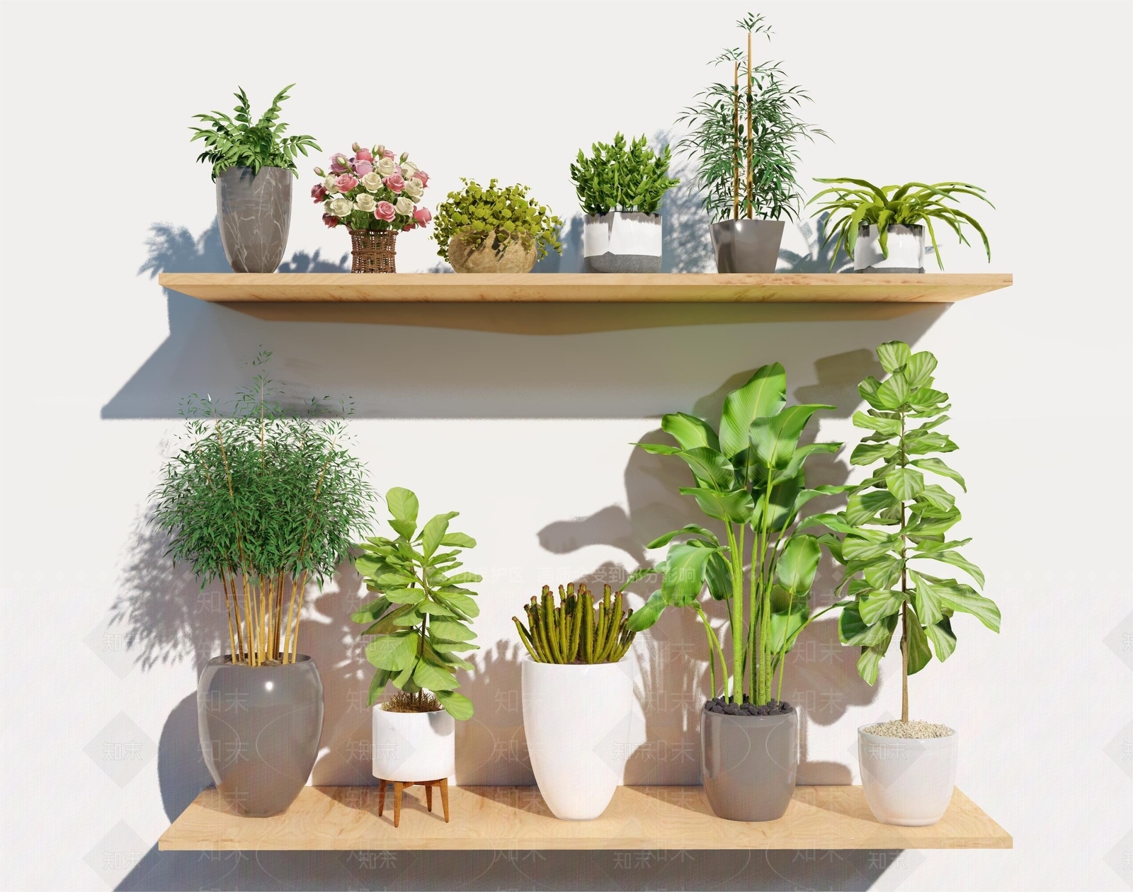 绿植盆栽组合SU模型下载【ID:1143122205】