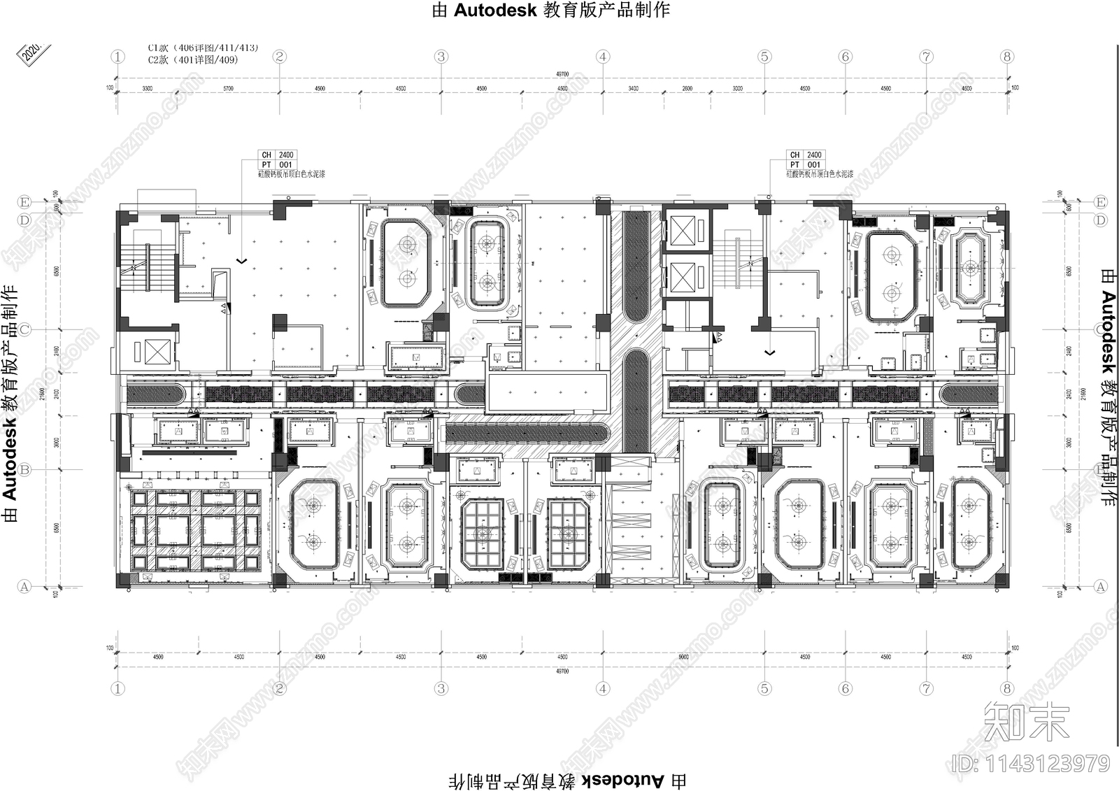 假日KTV室内平面布置图施工图下载【ID:1143123979】